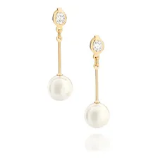 Brinco Feminino Rommanel Pérola Folheado A Ouro 18k 525724 Foto  mini 1