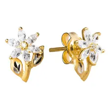 Brinco Flor Navete Em Ouro 18k Foto mini  2