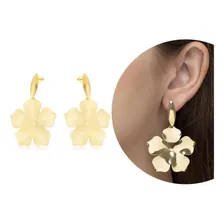 Brinco Flor Orgânico Folheado A Ouro Foto mini 4