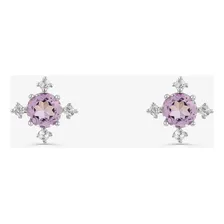 Brinco Floral Com Ametista E Topázio Em Prata 925 Foto mini 1