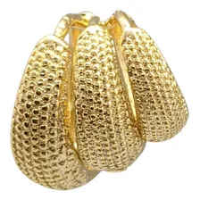 Brinco Folheado A Ouro Trio Argolas Bolinhas Cravejadas Foto mini 3
