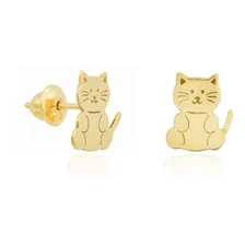 Brinco Gato Gatinho Em Ouro 18k Cor Amarelo Foto mini 1