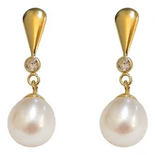 Brinco Gota Com Pérola E Zircônia Em Ouro 18k Foto mini  2
