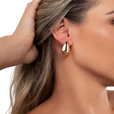 Brinco Gota Lisa Elegante Banhado Em R贸dio Branco Foto mini 2