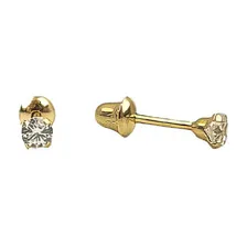 Brinco Infantil 2mm Com Zirc么nia Em Ouro 18k Foto mini 1