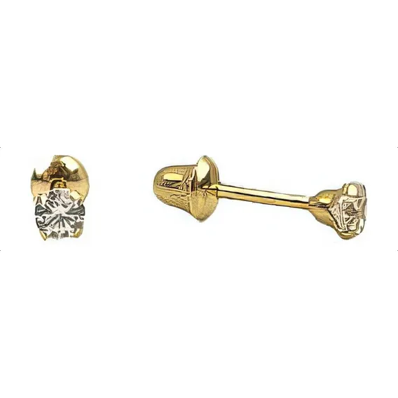 Brinco Infantil 2mm Com Zirc么nia Em Ouro 18k Foto 1