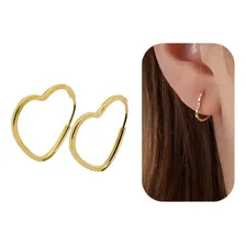 Brinco Infantil Argola Coração Ouro 18k750 Segundo Furo Cor Dourado Foto mini 1