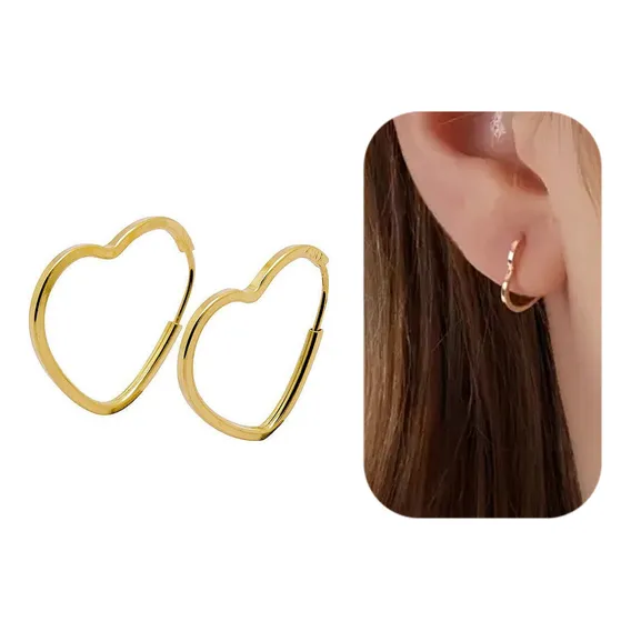 Brinco Infantil Argola Coração Ouro 18k750 Segundo Furo Cor Dourado Foto 1
