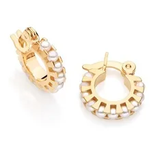 Brinco Infantil Argola Pérolas Folheado Ouro Rommanel 525123 Cor Dourado Foto mini 1
