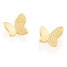 Brinco Infantil Banhado Ouro 18k Borboleta Lisa E Trabalhada Foto mini 1