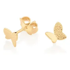 Brinco Infantil Banhado Ouro 18k Borboleta Lisa E Trabalhada Foto mini 3