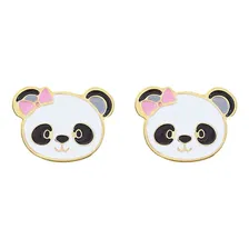 Brinco Infantil Panda Banhado A Ouro Antialérgico Foto  mini 1