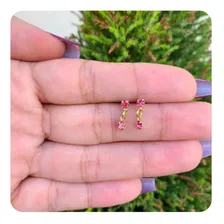 Brinco Infantil Pedrinha Antialérgico Banhado À Ouro 18k Foto  mini 1