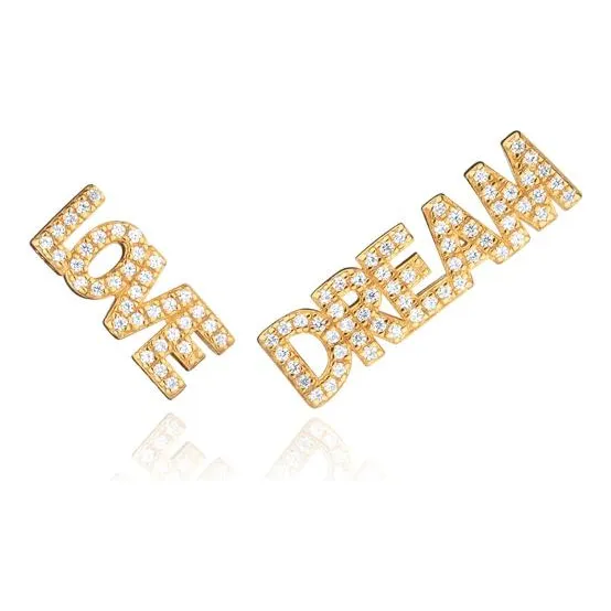 Brinco Love Dream Com Banho Ouro Amarelo Com Zirc么nia Foto 1