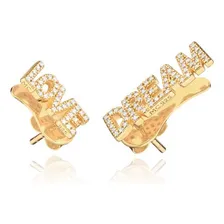 Brinco Love Dream Com Banho Ouro Amarelo Com Zirc么nia Foto mini 3