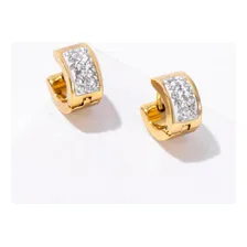 Brinco Masculino Argola Aço Banhado Ouro 18k Cristais C1028 Foto mini 4