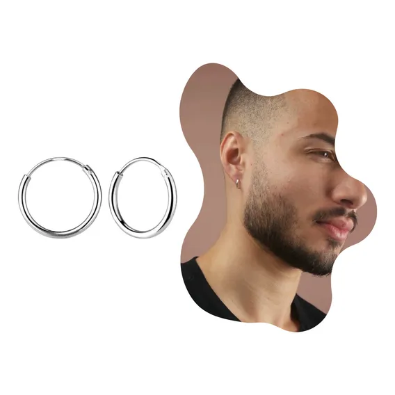 Brinco Masculino De Argola Em Prata 925 Primeiro Furo 11mm Foto 1