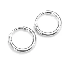 Brinco Masculino De Argola Prata Mini Fina Prata 925 8mm Foto  mini 1