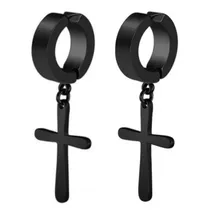 Brinco Masculino Feminino Argola Cruz Pressão Kit 2pares To Foto mini 4
