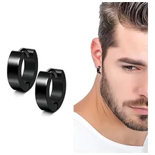 Brinco Masculino Feminino Argola E Falso Alargador 4 Pares Cor Preto & Prata Foto mini 4