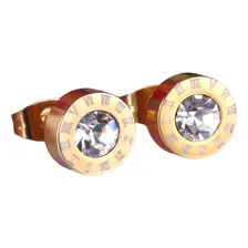 Brinco Masculino Pequeno A莽o Folheado Ouro 18 Zirc么nias 1052 Foto mini 2
