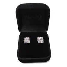 Brinco Masculino Quadrado Ponto Luz Zircônia Prata 925 9mm Foto mini  2