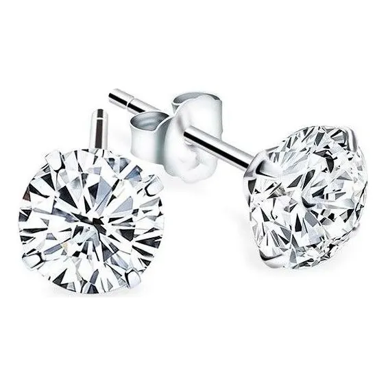 Brinco Masculino Redondo Prata Pura 950 Pedra Zirc么nia 12mm Foto 1