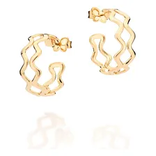 Brinco Meia Argola Trabalhada Ondulada Rommanel Brinco Folheado A Ouro 18k Foto mini  3