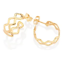 Brinco Meia Argola Trabalhada Ondulada Rommanel Brinco Folheado A Ouro 18k Foto mini 4