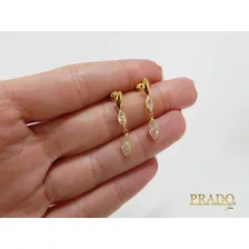 Brinco Navete Zirc么nias Em Ouro 18k Foto mini 4