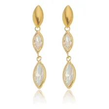 Brinco Navete Zirc么nias Em Ouro 18k Foto mini 1
