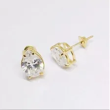 Brinco Noiva Pedra Zirconia Gota Folheado 18k - Dourado Foto mini 2