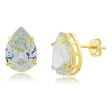 Brinco Noiva Pedra Zirconia Gota Folheado 18k - Dourado Foto mini 1