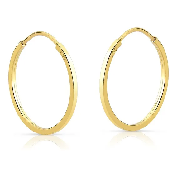 Brinco Ouro 18k 750 12mm Maciço Segundo Furo Argola Foto 1