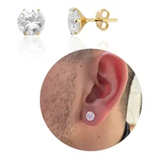 Brinco Ouro 18k Com Diamante Sintético Zircônia Neymar Foto mini  2