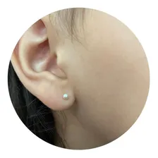 Brinco Ouro 18k Perola Recém Nascido Infantil Bebe 1 Furo Foto mini  2