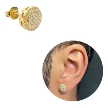 Brinco Ouro Redondo Cravejado 40 Zirc么nias Unidade Banhado Foto mini 1