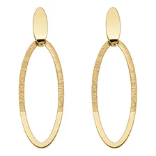 Brinco Oval Vazado Em Ouro 18k Cor Dourado Foto  mini 1