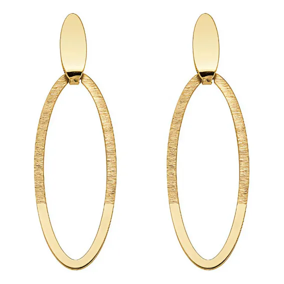 Brinco Oval Vazado Em Ouro 18k Cor Dourado Foto 1