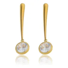 Brinco Palito Em Ouro 18k Com Zirc么nia Foto mini 1