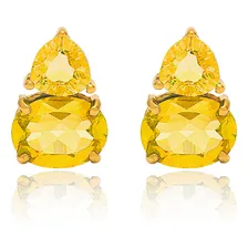Brinco Pedras Com Citrino Em Ouro 18k Foto mini 1