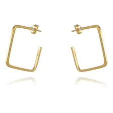 Brinco Pequeno De Argola Quadrada Folheado Em Ouro 18k Foto  mini 1