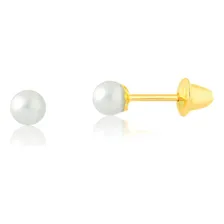 Brinco Pérola Infantil 3mm Ouro 18k Foto mini 1