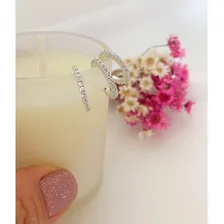 Brinco Piercing Pressão Falso Argolinha Zircônias Banhada Cor Prateado Foto mini  3