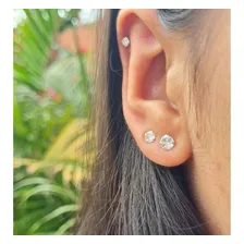 Brinco Prata 925 Conjunto Zirc么nia 3mm 4mm 5mm Delicadas Foto mini 4