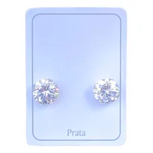 Brinco Prata 925 Masculino Redondo 8mm Cravejado Brilhante Foto mini 1