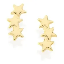 Brinco Rommanel 3 Estrelas Banhado a Ouro 18k - 522270 Foto  mini 1