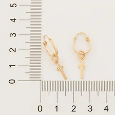 Brinco Rommanel Argola Com Cruz Pendurada Folheada - 520404 Cor Amarelo Foto mini 4