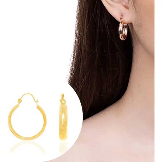 Brinco Rommanel Argola Com Fecho Folheado A Ouro 18k Foto 1