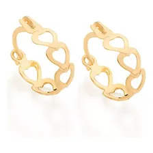 Brinco Rommanel Argola Corações Folheado A Ouro 18k 523351 Foto mini 1